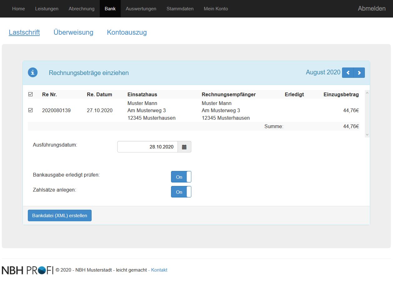 SEPA-Bankdatei aus NBH PROFI
